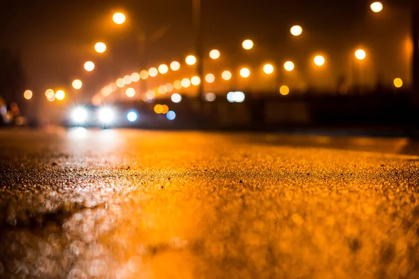 City Night Lights Road Bridge Lights Moving Car — Stock Photo, Image