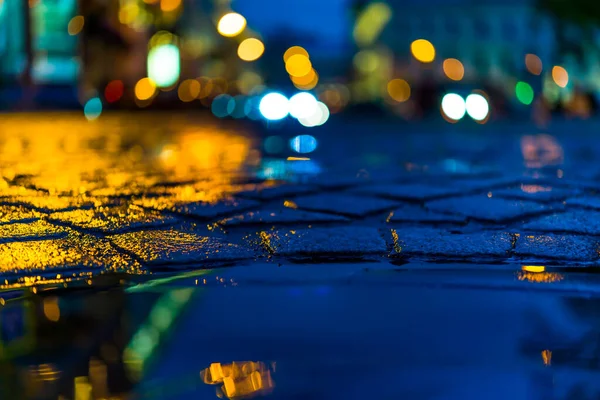 Bright Lights Evening City Rain Headlights — Stock Photo, Image