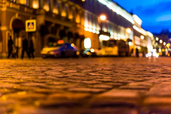 Les Lumières Vives Ville Soir Phares Des Voitures — Photo