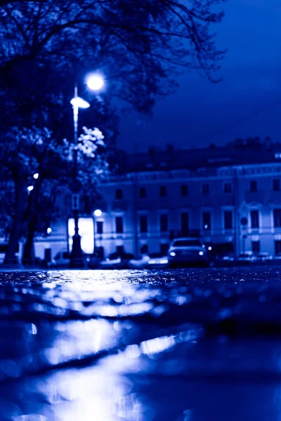 Jasne Światła Wieczornego Miasta Deszczu Światła — Zdjęcie stockowe