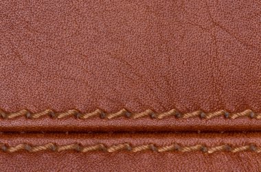 Kahverengi dikişli deri yakın çekim