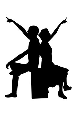 Genç siyah siluet görünüyor farklı taraf için çift.