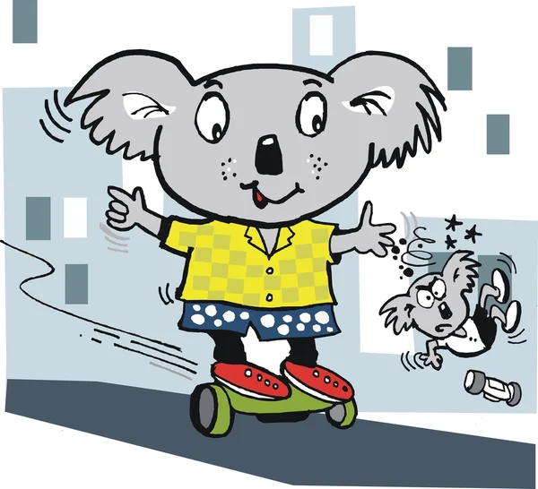 Cartoon koala Björn på hoverboard — Stock vektor