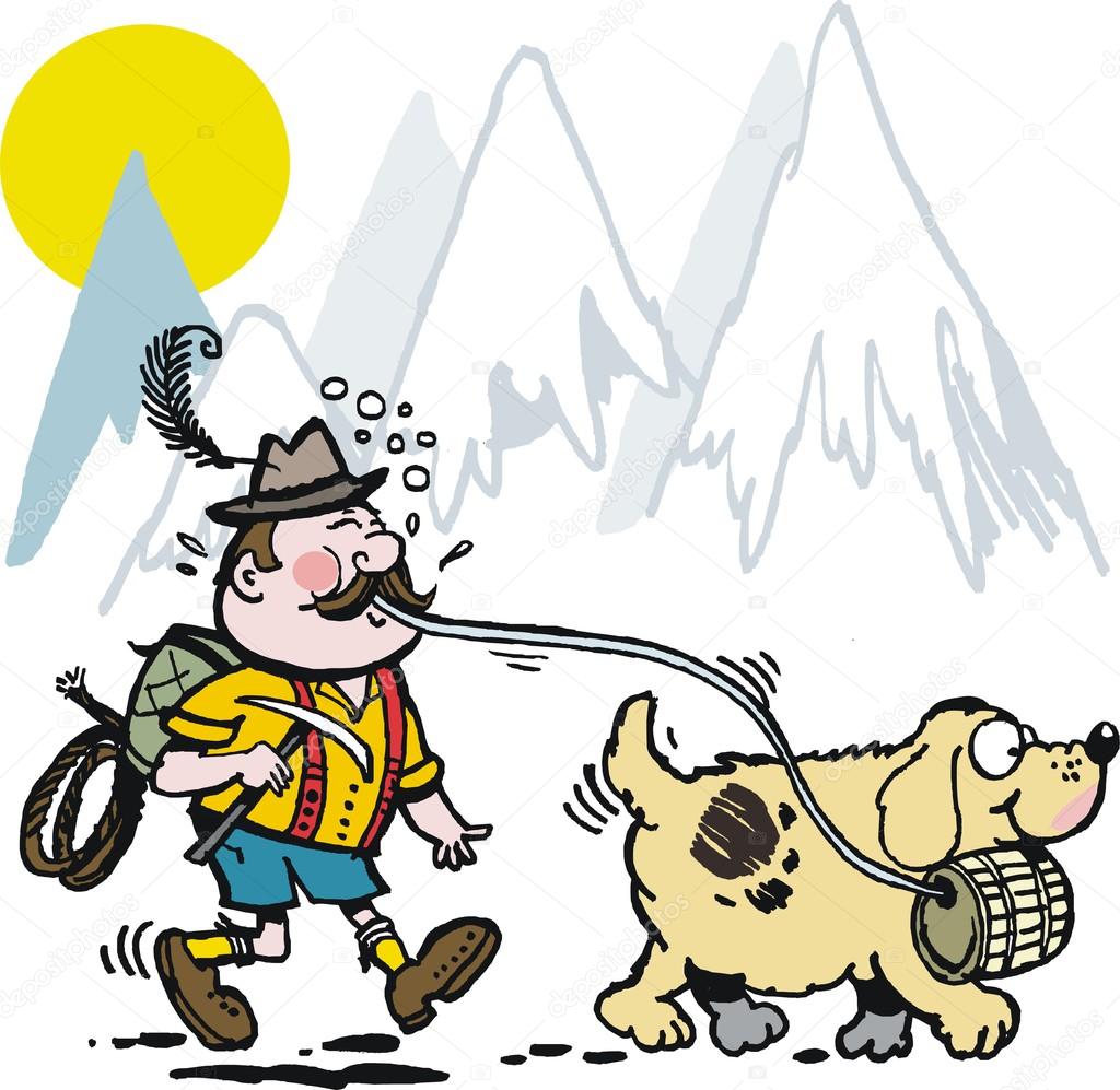 Vector cartoon of Swiss alpine guide with large St. Bernard dog Stock Vector Image by ©click60 #113725106 Vector cartoon of Swiss alpine guide with large St. Bernard dog Stock Vector Image by ©click60 #113725106