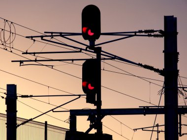 Silhouette of railway traffic signals