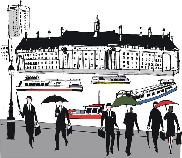 London city and Thames river