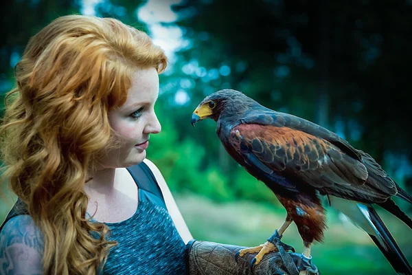 The Lady with the harris hawk