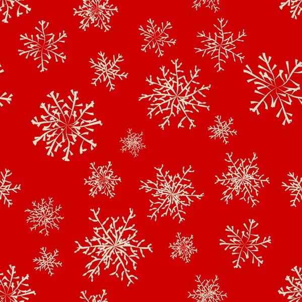 Winter achtergrond sneeuwvlokken rood — Stockvector