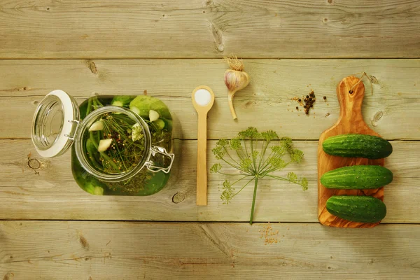 Cetrioli in salamoia fatti in casa, sottaceti Immagine Stock