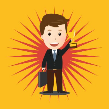 Vektör bir kupa tutan işadamı