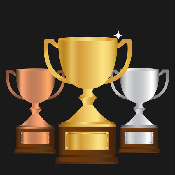 Vector of Gold Silver and bronze Trophy