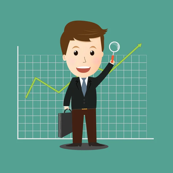 Vector de Businessman busca buena inversión — Vector de stock