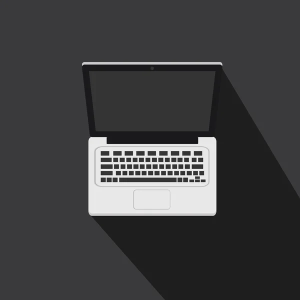 Vettore di computer portatile con stile di ombra lungo — Vettoriale Stock