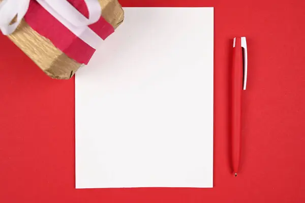 Красная Ручка Бумагой Рождество Высокое Качество Фото — стоковое фото