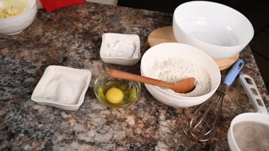 Masada pişirmek için gerekli malzemeler, üst manzara. Yüksek kalite fotoğraf