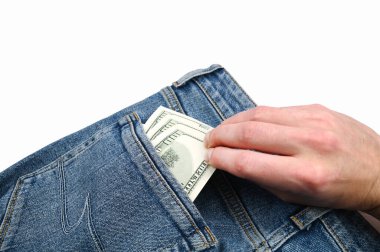 Kotun arka cebinden dolar alıyor. Yüksek kalite fotoğraf