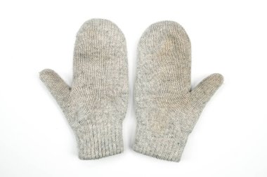 İzole edilmiş beyaz arka planda, kirli bebek eldivenleri. Yüksek kalite fotoğraf