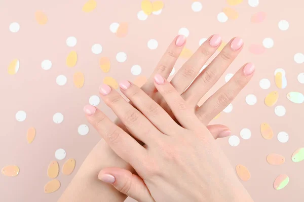 Tender female hands. Beauty treatments and skincare. High quality photo