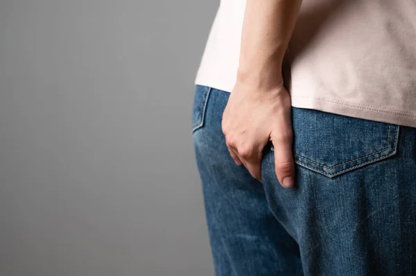 Constipation Bowel Incontinence Hand Covers Ass — ストック写真