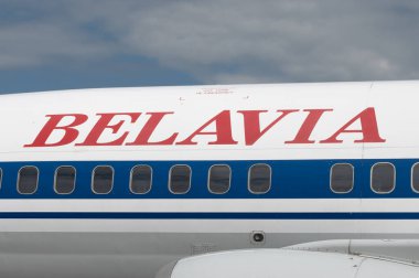 Minsk, Belarus - 5 Haziran 2021: Belavia uçağı.