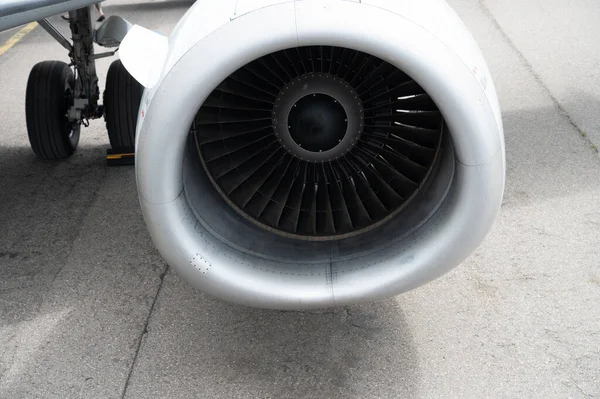 Airplane turbine close-up. Aviation engine