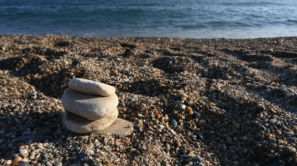 Lined Stones Background Sea — Stock Photo, Image