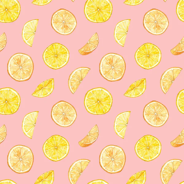 Nahtloses Muster Mit Aquarell Zitronen Und Orangenscheiben Handgezeichnete Illustration Ist — Stockfoto