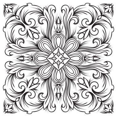 El döşeme vintage siyah çizgi deseni çizimi. 