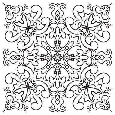 El döşeme vintage siyah çizgi deseni çizimi. 