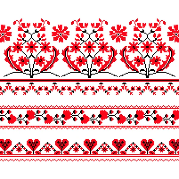 Çapraz dikiş çiçek desenle etnik süsleme seti