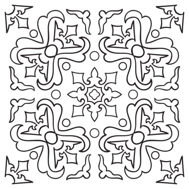 El döşeme vintage siyah çizgi deseni çizimi. 