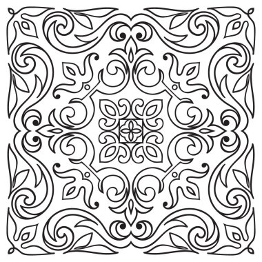 El döşeme vintage siyah çizgi deseni çizimi. 