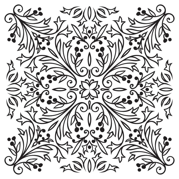 Hand drawing tile vintage black line pattern. — Stock Vector