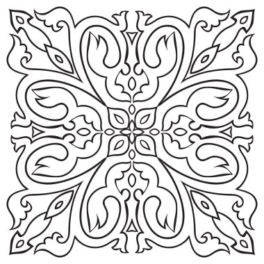 El döşeme vintage siyah çizgi deseni çizimi. 