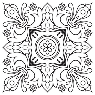 El döşeme vintage siyah çizgi deseni çizimi. 