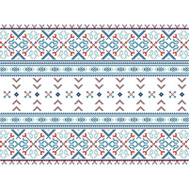 Etnik süsleme desen mavi renk kümesi