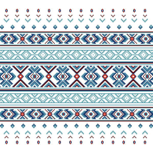 Набор этнического орнамента в синих цветах
