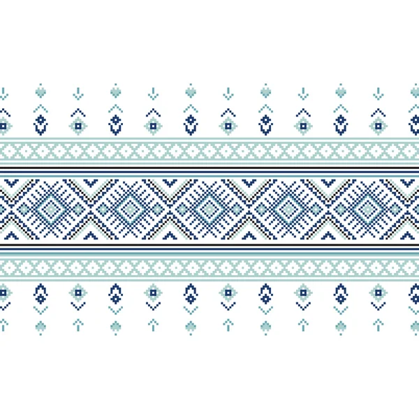 Conjunto de patrón de ornamento étnico en colores azules — Vector de stock