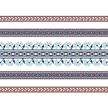 Etnik süsleme desen mavi renk kümesi