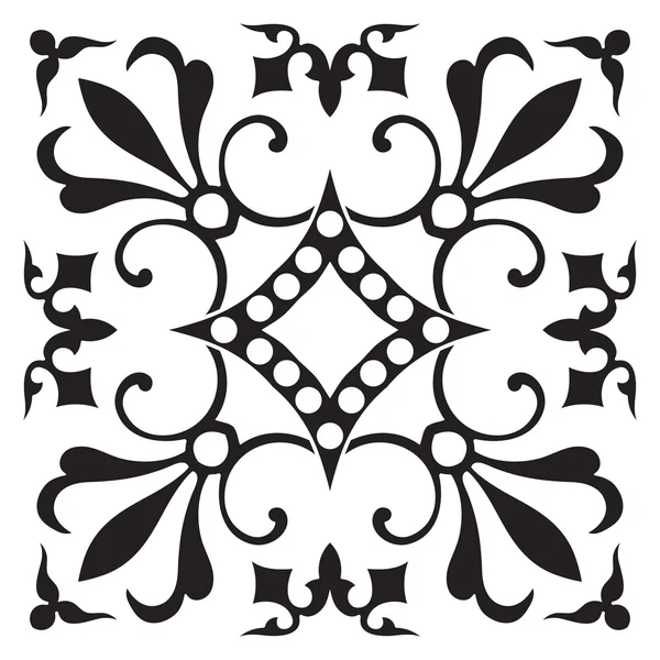 Padrão de azulejo desenho à mão em cores preto e branco . —  Vetores de Stock