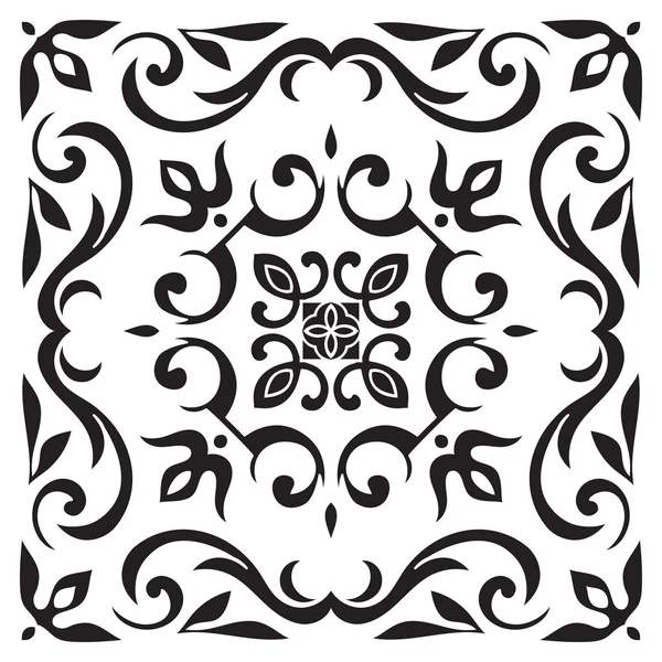 Hand drawing tile pattern in black and white colors. — Stock Vector