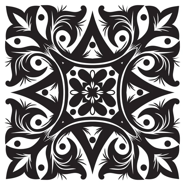 Handzeichnungsmuster für Fliesen in schwarz-weißen Farben. — Stockvektor