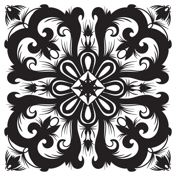 Pola gambar tangan untuk ubin dalam warna hitam dan putih . - Stok Vektor