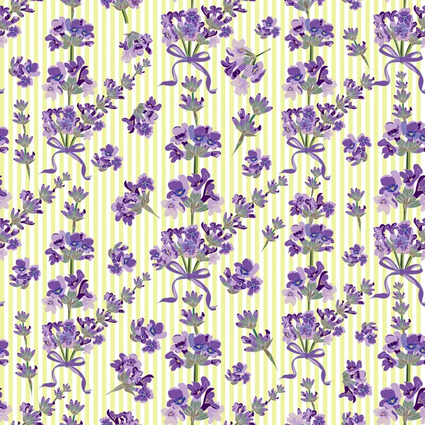 Sömlös lavendel blommor bakgrund. Botaniska illustration. — Stock vektor