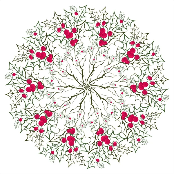 Hand tekenen floral holly mandala, zentangle element. — Stockvector
