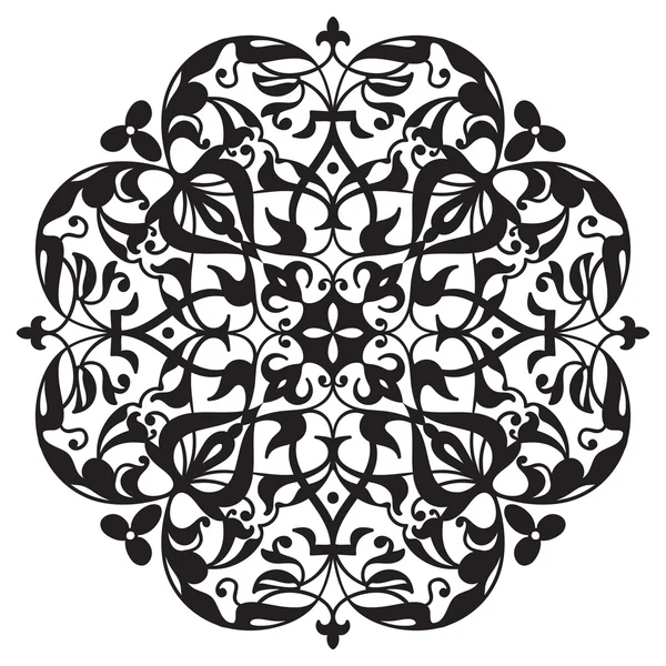 Keleti díszítőelem. Zentangle mandala fekete-fehér — Stock Vector