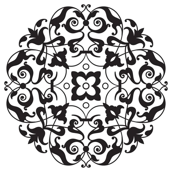 Orientalne ozdobny element. Zentangle mandali czarno-białe — Wektor stockowy
