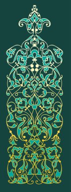 Oryantal dekoratif unsur. Zentangle altın yeşil zemin üzerine