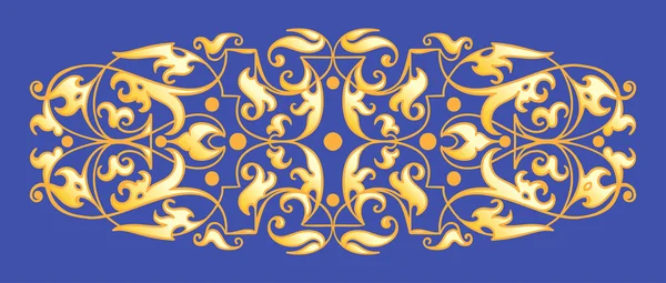 東洋の装飾的な要素。青色の背景に Zentangle ゴールド — ストックベクタ