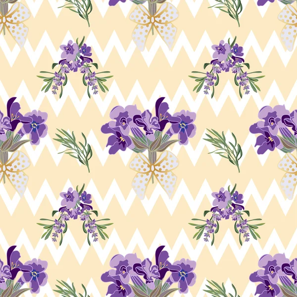 Naadloze lavendel bloemen achtergrond. Botanische illustratie. — Stockvector